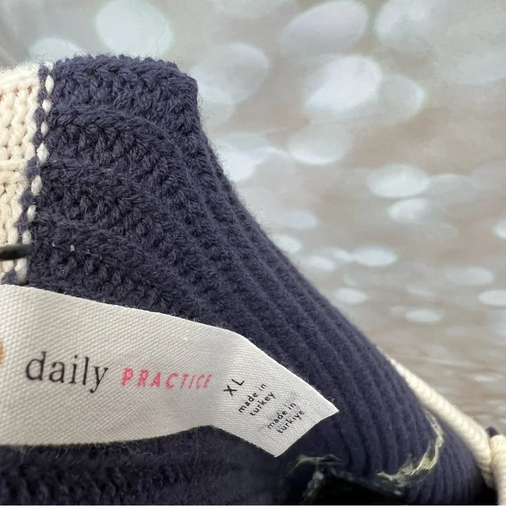 ANTHROPOLOGIE DAILY PRACTICE Quarterback Cardigan Sweater Oversized Embroidered - Picture 7 of 11